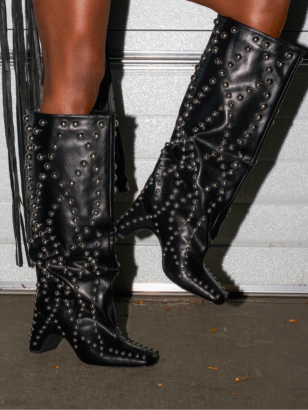 Studded Black Over-the-Knee Boots